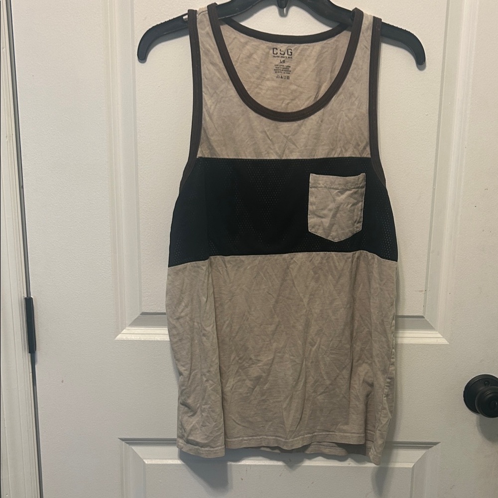 CLG Men's Tan and Black Tank Top
